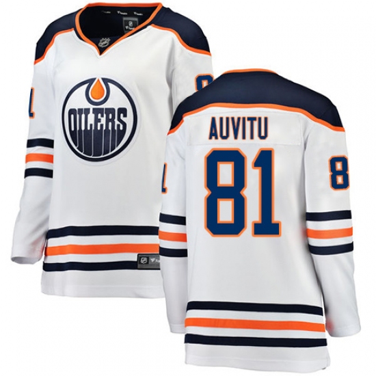 Women's Edmonton Oilers #81 Yohann Auvitu Authentic White Away Fanatics Branded Breakaway NHL Jersey - Ujersey