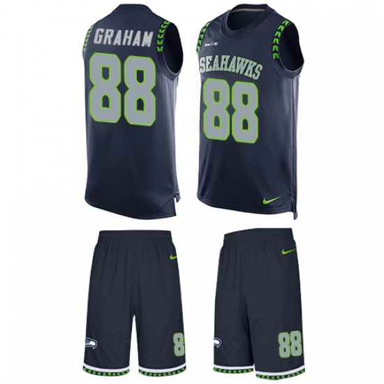 Men's Nike Seattle Seahawks #88 Jimmy Graham Limited Steel Blue Tank Top Suit NFL Jersey - Ujersey