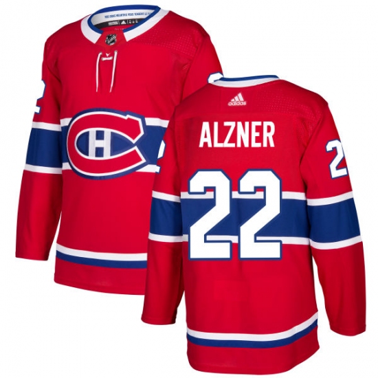 Men's Adidas Montreal Canadiens #22 Karl Alzner Authentic Red Home NHL Jersey - Ujersey