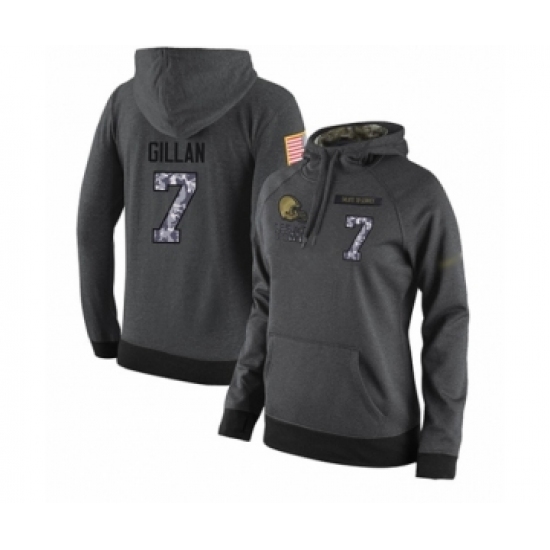 Football Women's Cleveland Browns #7 Jamie Gillan Stitched Black Anthracite Salute to Service Player Performance Hoodie - Ujersey