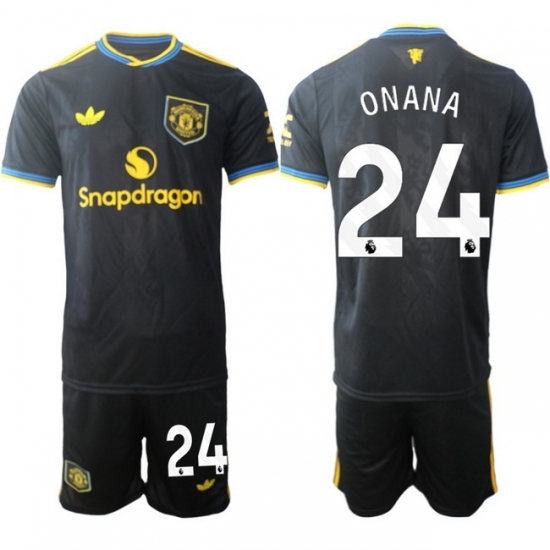 Men Manchester United 2026 Soccer Jerseys Black #24 ONANA