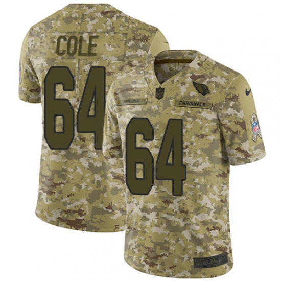 Men's Nike Arizona Cardinals #64 Mason Cole Limited Camo 2018 Salute to Service NFL Jersey - Ujersey