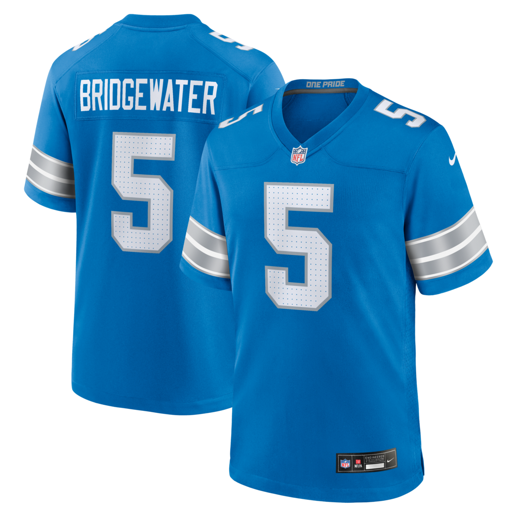 Men's Detroit Lions Teddy Bridgewater Nike Blue Team Game Jersey