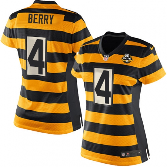 Women's Nike Pittsburgh Steelers #4 Jordan Berry Game Yellow/Black Alternate 80TH Anniversary Throwback NFL Jersey - Ujersey
