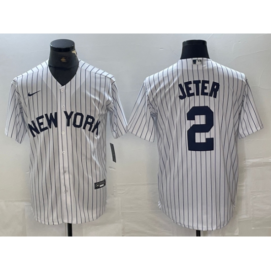 Men's New York Yankees #2 Derek Jeter White 2024 Cool Base Stitched Jerseys - Ujersey