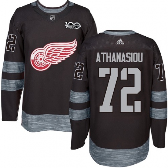 Men's Adidas Detroit Red Wings #72 Andreas Athanasiou Premier Black 1917-2017 100th Anniversary NHL Jersey - Ujersey
