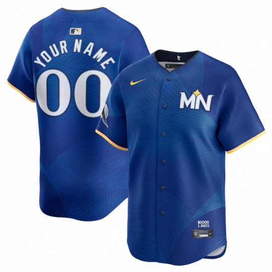 Men's Minnesota Twins Active Player Custom Royal 2024 City Connect Limited Stitched Baseball Jersey - Ujersey