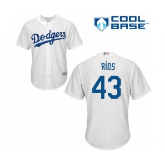 Youth Los Angeles Dodgers #43 Edwin Rios Authentic White Home Cool Base Baseball Player Jersey - Ujersey