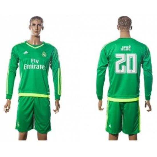Real Madrid #20 Jese Green Long Sleeves Soccer Club Jersey