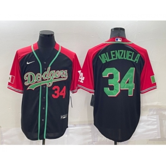 Men's Los Angeles Dodgers #34 Fernando Valenzuela Black Mexican Heritage Culture Night Nike Jersey - Ujersey
