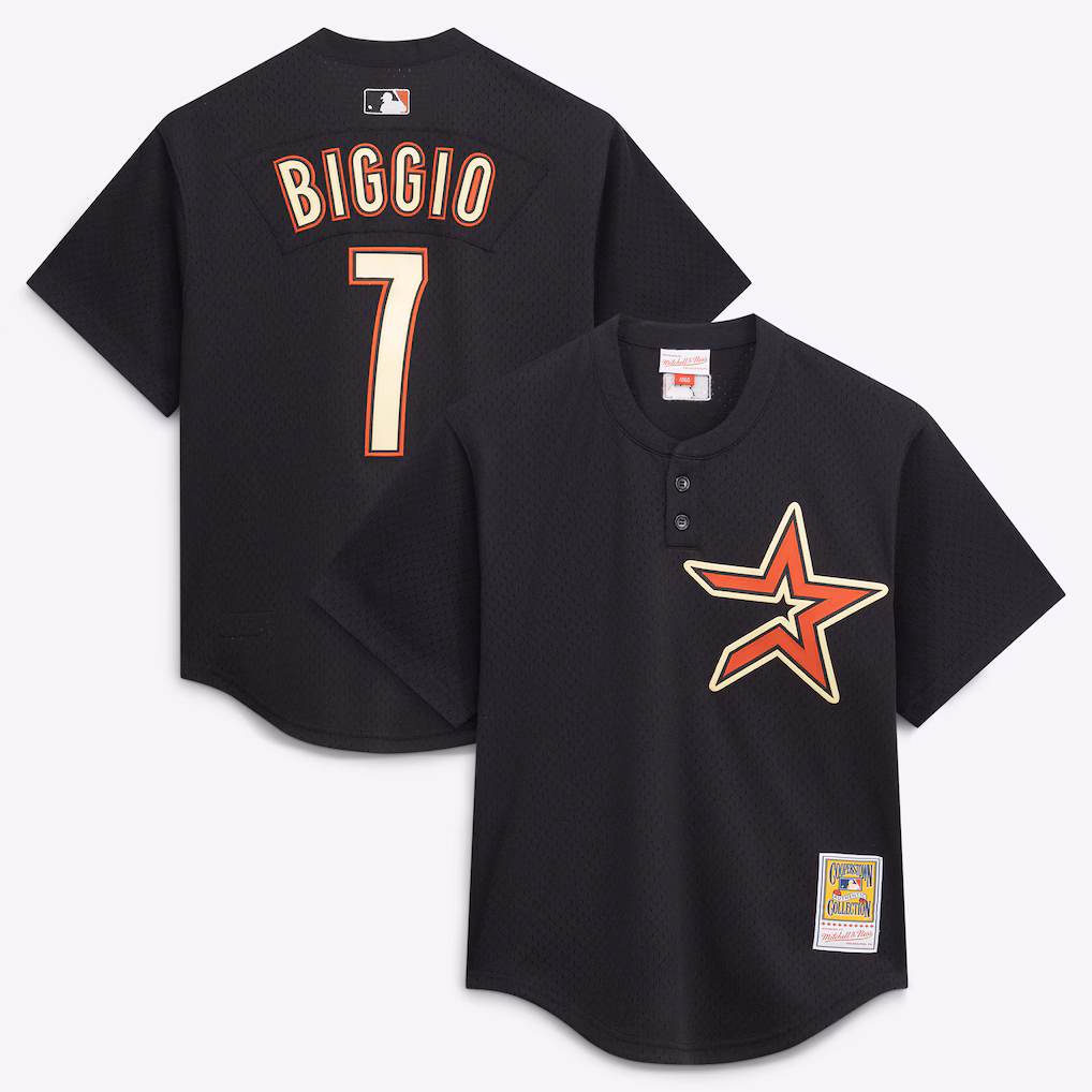 Men's Houston Astros Craig Biggio Mitchell & Ness Black Authentic Batting Practice Jersey