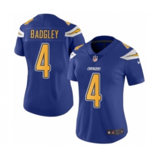 Women's Nike Los Angeles Chargers #4 Michael Badgley Limited Electric Blue Rush Vapor Untouchable NFL Jersey - Ujersey