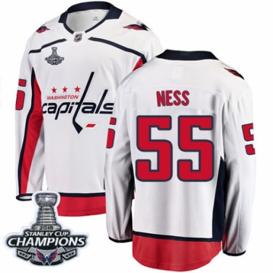 Youth Washington Capitals #55 Aaron Ness Fanatics Branded White Away Breakaway 2018 Stanley Cup Final Champions NHL Jersey - Ujersey