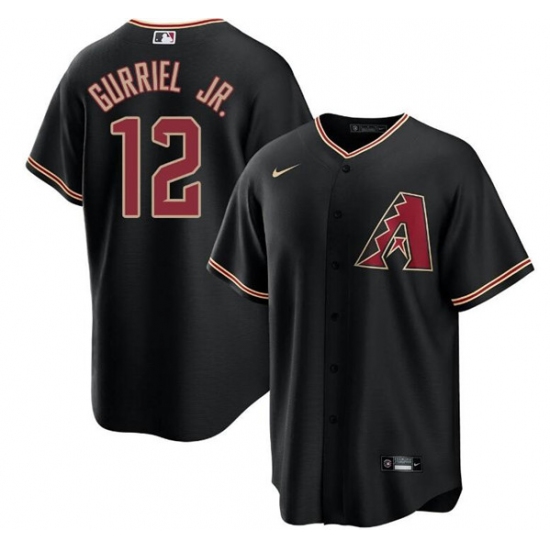 Men's Arizona Diamondbacks #12 Lourdes Gurriel Jr. Black Cool Base Stitched Baseball Jersey - Ujersey