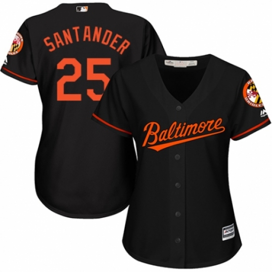 Women's Majestic Baltimore Orioles #25 Anthony Santander Replica Black Alternate Cool Base MLB Jersey - Ujersey
