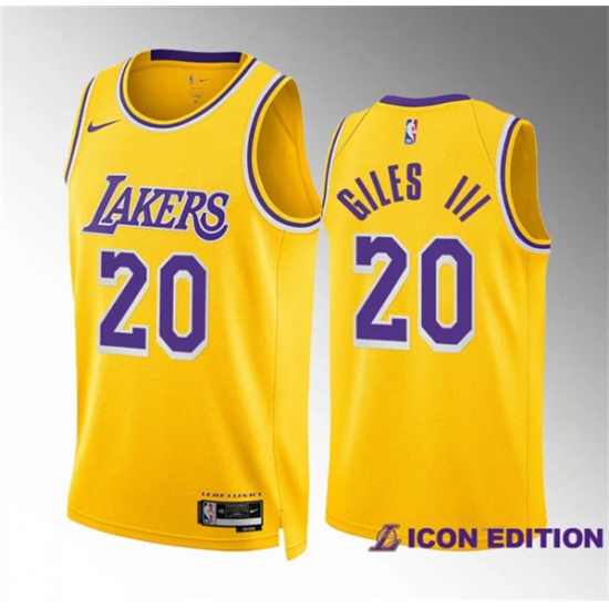 Men's Los Angeles Lakers #20 Harry Giles Iii Yellow Icon Edition Stitched Basketball Jersey - Ujersey