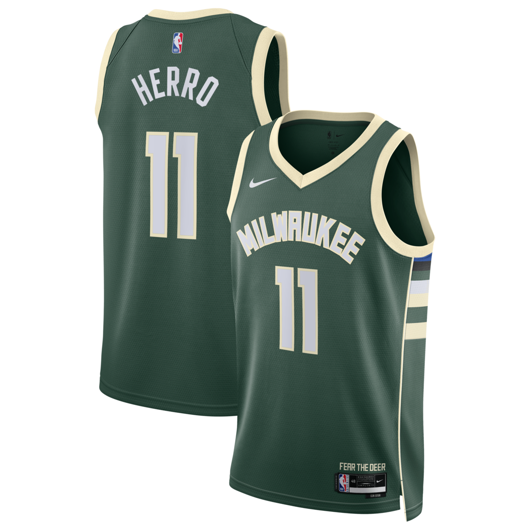 Unisex Milwaukee Bucks Tyler Herro Nike Hunter Green Swingman Jersey - Icon Edition - SUjersey01