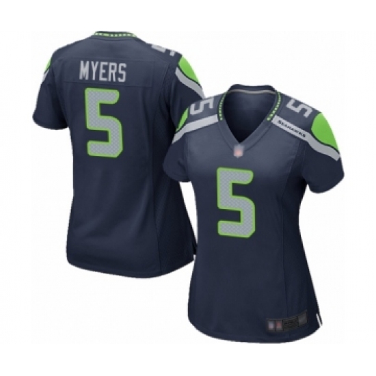 Women's Seattle Seahawks #5 Jason Myers Game Navy Blue Team Color Football Jersey - Ujersey
