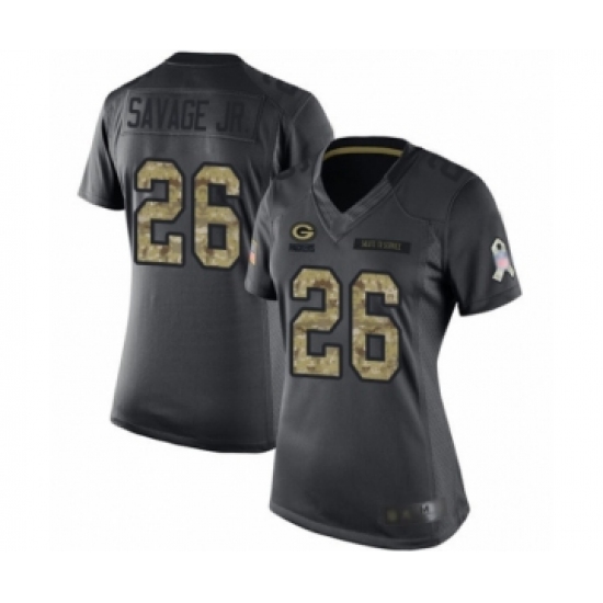 Women's Green Bay Packers #26 Darnell Savage Jr. Limited Black 2016 Salute to Service Football Jersey - Ujersey