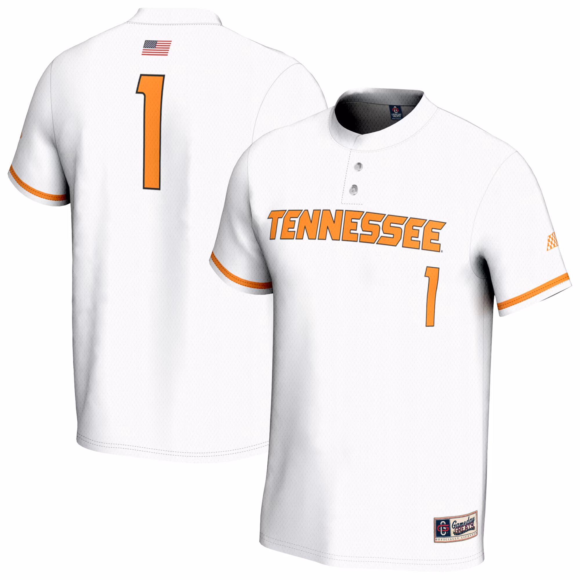 Youth GameDay Greats #1 White Tennessee Volunteers Lightweight Baseball Fashion Jersey - Ujersey