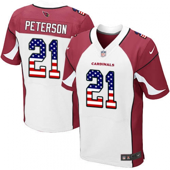 Men's Nike Arizona Cardinals #21 Patrick Peterson Elite White Road USA Flag Fashion NFL Jersey - ujerseystore