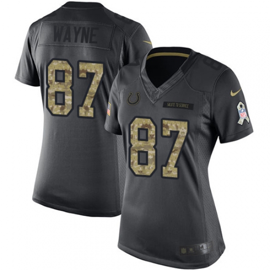 Women's Nike Indianapolis Colts #87 Reggie Wayne Limited Black 2016 Salute to Service NFL Jersey - Ujersey
