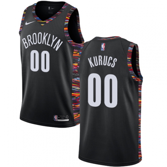 Men's Nike Brooklyn Nets #00 Rodions Kurucs Swingman Black NBA Jersey - 2018 19 City Edition - Ujersey