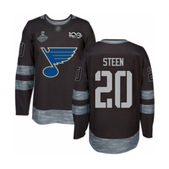 Men's St. Louis Blues #20 Alexander Steen Authentic Black 1917-2017 100th Anniversary 2019 Stanley Cup Champions Hockey Jersey - Ujersey