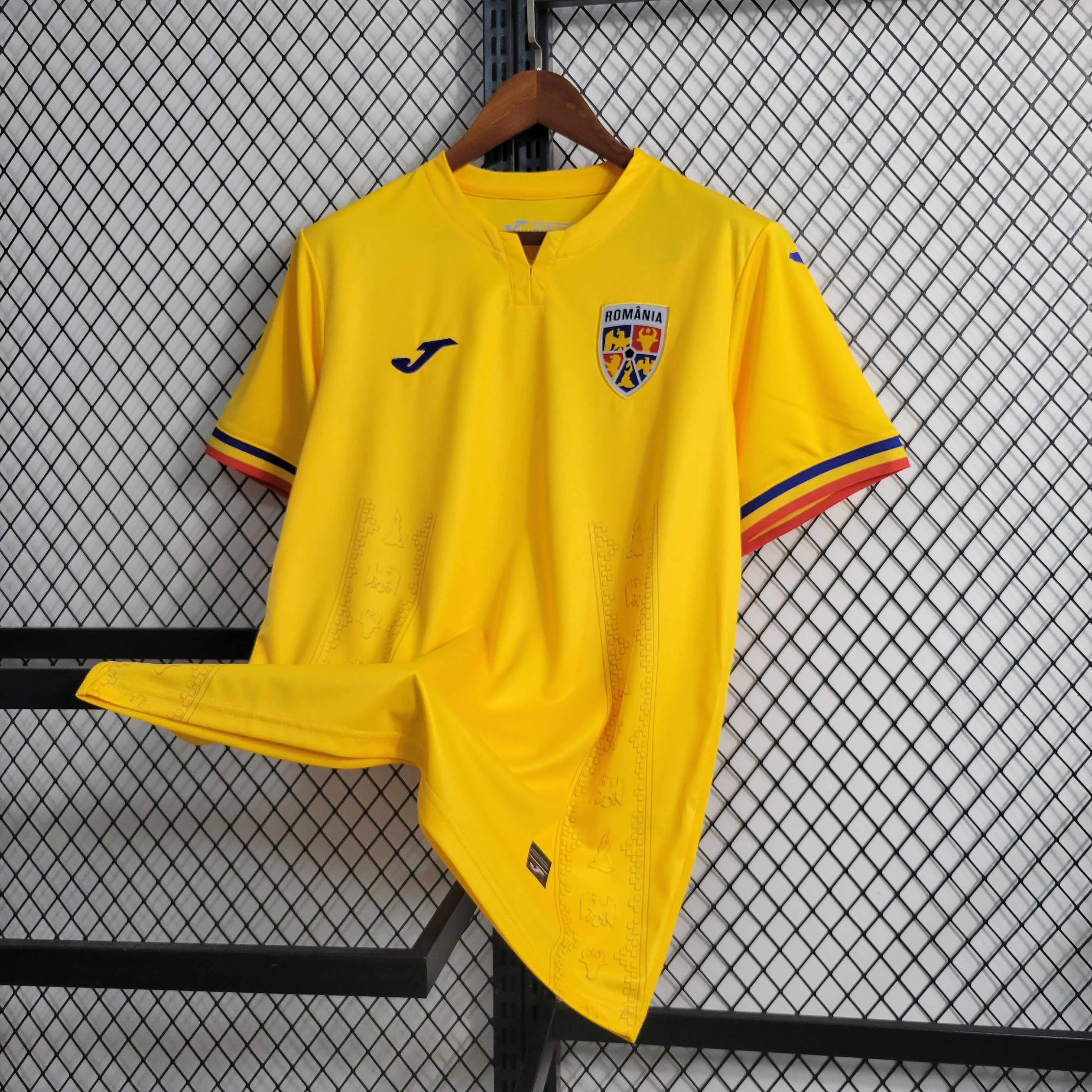 Romania Soccer Jersey Home Custom Shirt EURO 2024 - ujerseystore