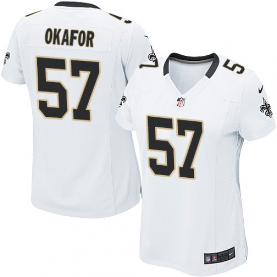 Women's Nike New Orleans Saints #91 Alex Okafor Game White NFL Jersey - Ujersey