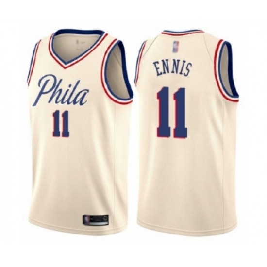 Women's Philadelphia 76ers #11 James Ennis Swingman Cream Basketball Jersey - City Edition - Ujersey