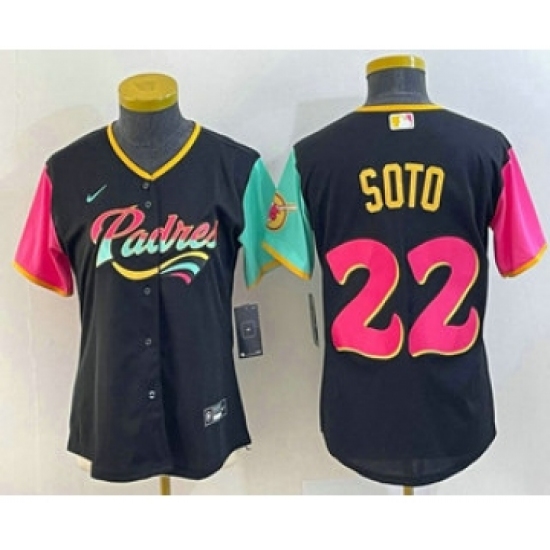 Women's San Diego Padres #22 Juan Soto Black 2022 City Connect Cool Base Stitched Jersey - Ujersey