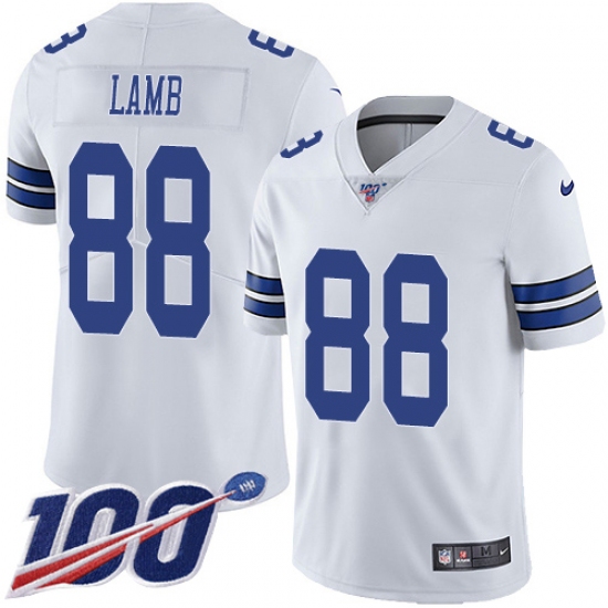 Men's Dallas Cowboys #88 CeeDee Lamb White Stitched 100th Season Vapor Untouchable Limited Jersey - Ujersey