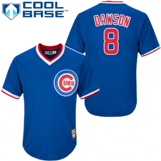Men's Majestic Chicago Cubs #8 Andre Dawson Authentic Royal Blue Cooperstown MLB Jersey - Ujersey