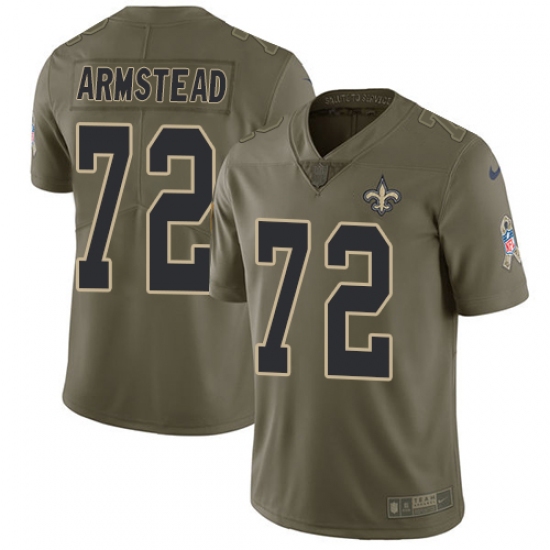Men's Nike New Orleans Saints #72 Terron Armstead Limited Olive 2017 Salute to Service NFL Jersey - Ujersey