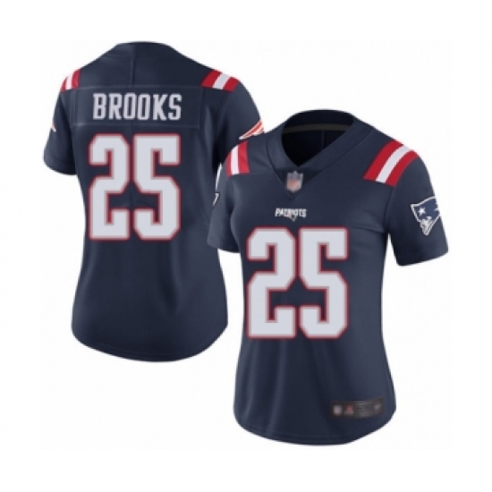 Women's New England Patriots #25 Terrence Brooks Limited Navy Blue Rush Vapor Untouchable Football Jersey - Ujersey