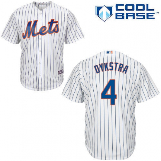 Men's Majestic New York Mets #4 Lenny Dykstra Replica White Home Cool Base MLB Jersey - Ujersey