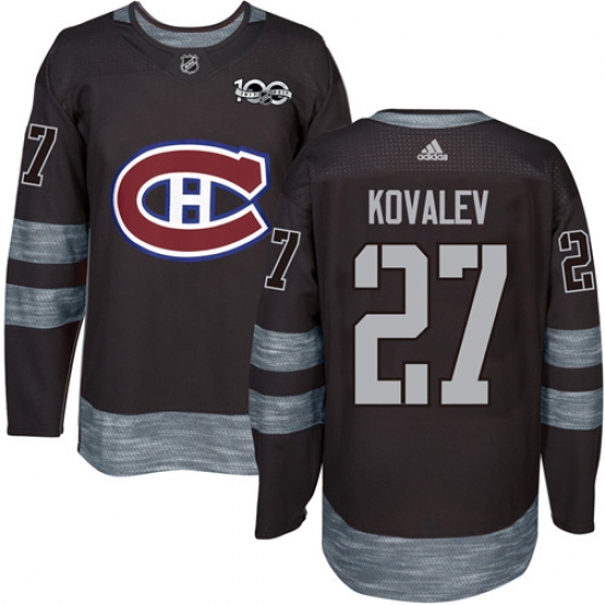 Men's Adidas Montreal Canadiens #27 Alexei Kovalev Authentic Black 1917-2017 100th Anniversary NHL Jersey - Ujersey