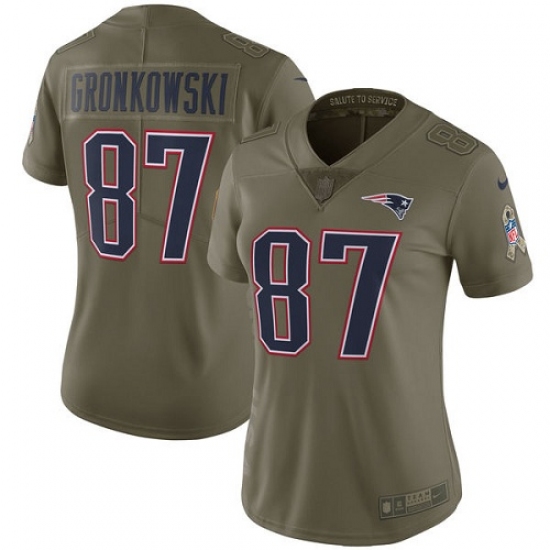 Women's Nike New England Patriots #87 Rob Gronkowski Limited Olive 2017 Salute to Service NFL Jersey - Ujersey