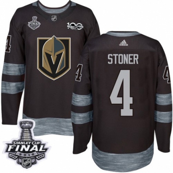 Men's Adidas Vegas Golden Knights #4 Clayton Stoner Authentic Black 1917-2017 100th Anniversary 2018 Stanley Cup Final NHL Jersey - Ujersey
