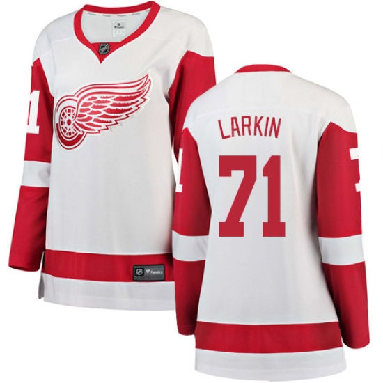 Women's Detroit Red Wings #71 Dylan Larkin Authentic White Away Fanatics Branded Breakaway NHL Jersey - Ujersey
