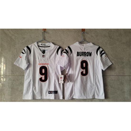 Women's Cincinnati Bengals #9 Joe Burrow White F.U.S.E. Vapor Football Stitched Jersey(Run Small)