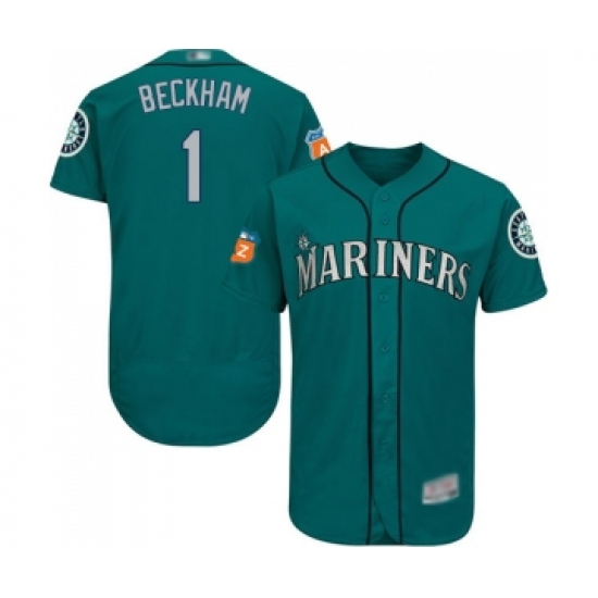 Men's Seattle Mariners #1 Tim Beckham Teal Green Alternate Flex Base Authentic Collection Baseball Jersey - Ujersey