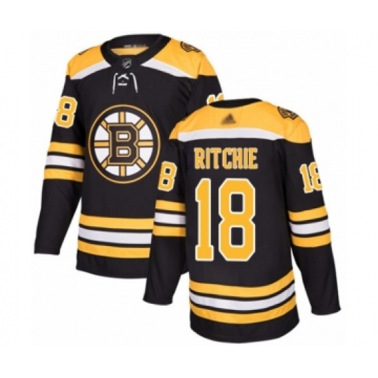 Youth Boston Bruins #18 Brett Ritchie Authentic Black Home Hockey Jersey - Ujersey
