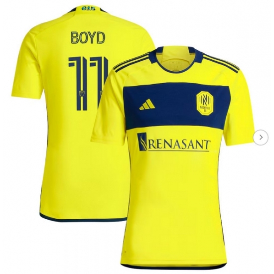 Mens Nashville SC Tyler Boyd adidas Yellow 2024 The 615 Kit Replica Player Jersey - Ujersey