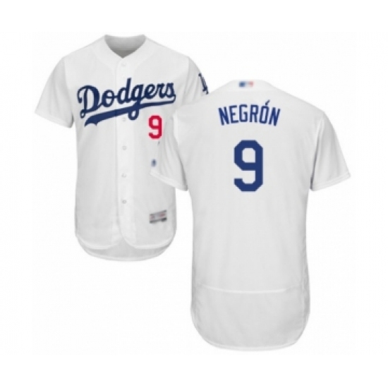 Men's Los Angeles Dodgers #9 Kristopher Negron White Home Flex Base Authentic Collection Baseball Player Jersey - Ujersey