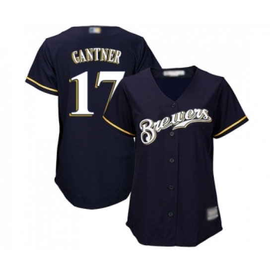 Women's Milwaukee Brewers #17 Jim Gantner Replica Navy Blue Alternate Cool Base Baseball Jersey - Ujersey