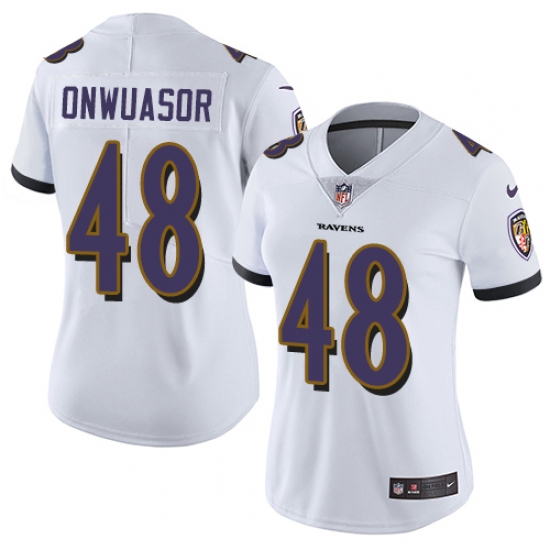 Women's Nike Baltimore Ravens #48 Patrick Onwuasor White Vapor Untouchable Limited Player NFL Jersey - Ujersey