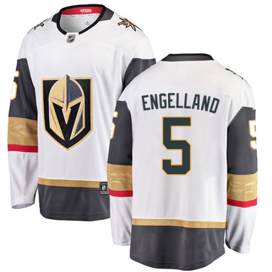 Youth Vegas Golden Knights #5 Deryk Engelland Authentic White Away Fanatics Branded Breakaway NHL Jersey - Ujersey