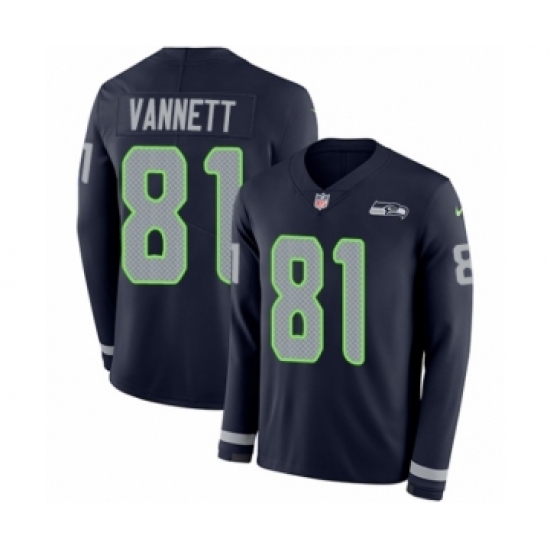 Men's Nike Seattle Seahawks #81 Nick Vannett Limited Navy Blue Therma Long Sleeve NFL Jersey - Ujersey